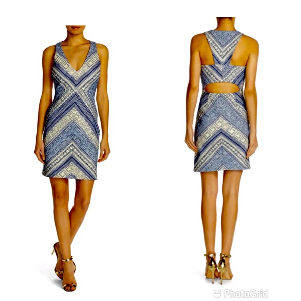 Amanda Uprichard Blue Cutout Back Grecian Dress-M